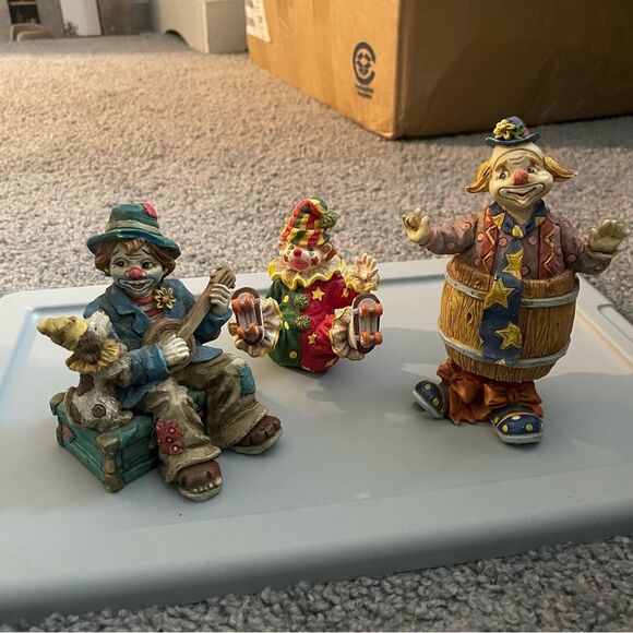 Cotton Candy Clown Statue Figurines Set of 3 Vintage Home Decor - Picture 1 of 8